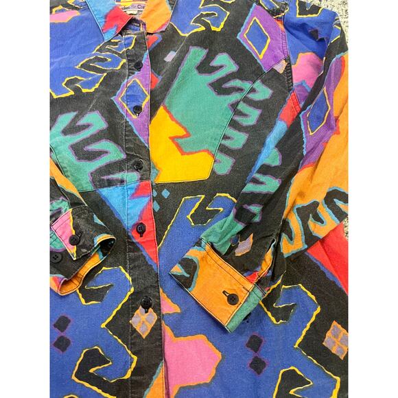 Vintage Cricket by the Creek Shirt Women’s L Guatemala Bright Aztec Tribal 1990s - Picture 5 of 13